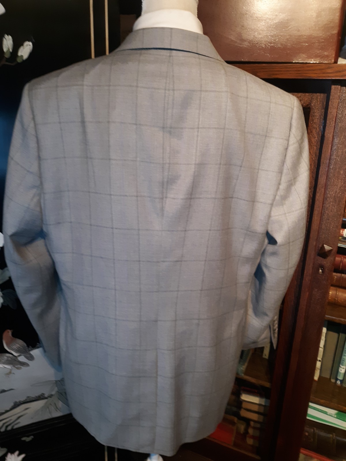 Bespoke Custom Tailored Light Gray Windowpane  Wo… - image 12