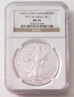 2011-W American Silver Eagle 25th Anniversary Set MS 70 NGC Brown Label