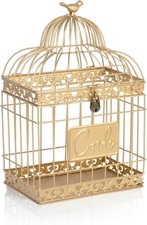 15.5" Tall Rectangular Decorative Lockable Metal Birdcage Wedding Card Holder