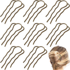 Bronze 8-Piece Metal Hair Side Combs and U-Shape Hair Pins for Styling