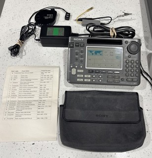 Vintage Sony ICF SW55 World Band Shortwave Radio MW LW F with Case & Accessories