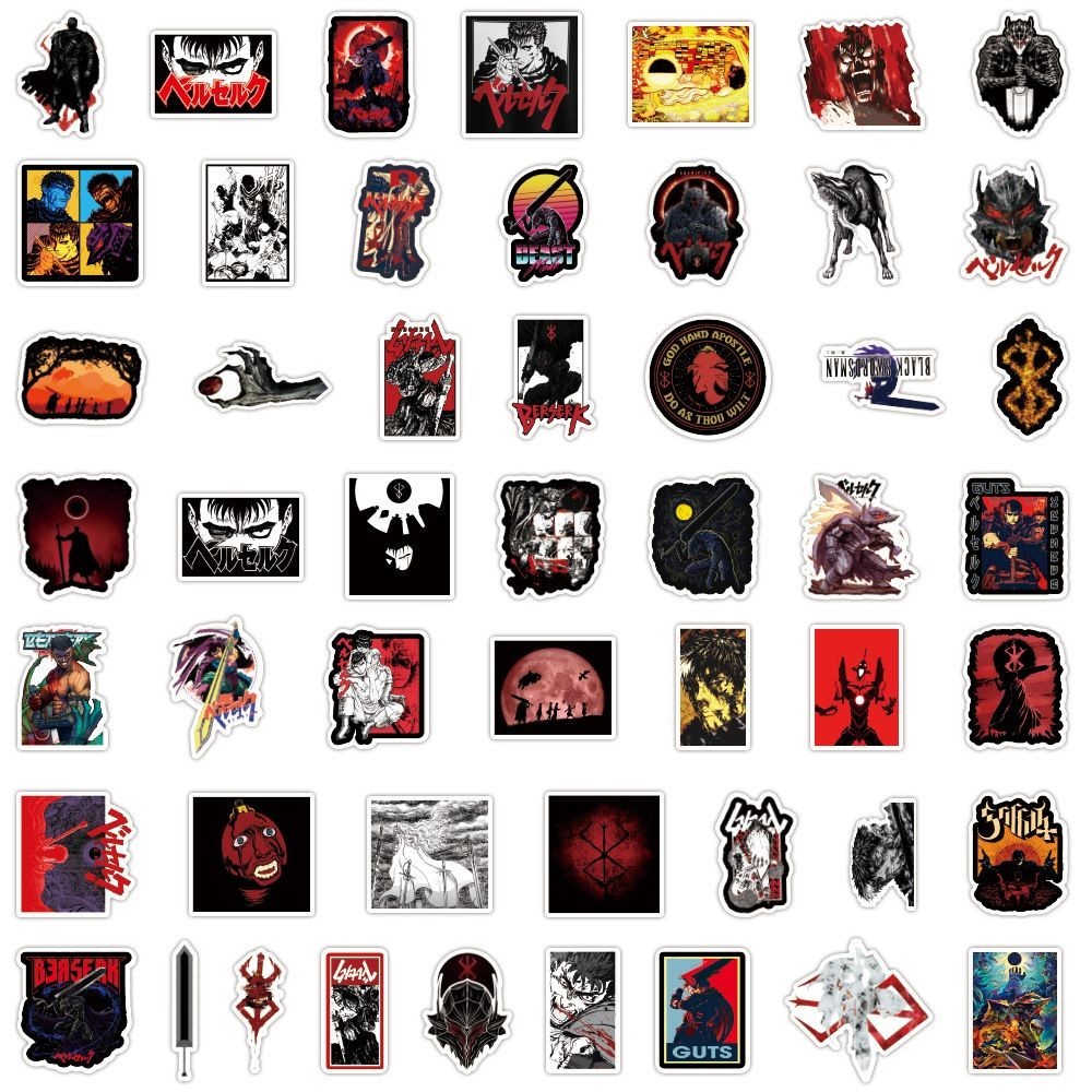 Mix 10/50 PCs Berserk Anime Luggage Notebook Laptop Car Sticker -No Duplicate