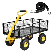 900LBS Heavy Duty Garden Cart Wagon Steel Mesh with Removable Sides 10" Tire--