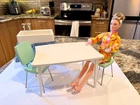 1:6 scale vintage Barbie size Deluxe Reading table two wooden chairs + No Doll