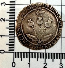 X503: 1598 Scottish James VI Rarer Date Hammered Silver 10 Shillings. Ex Spink