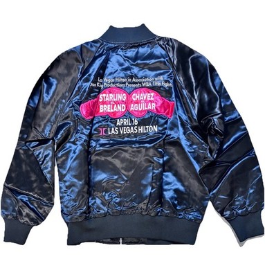 Vintage 1988 Las Vegas Hilton Black Jacket Boxing Chavez Aguilar Mens XL