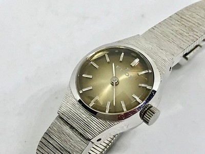 EDOX Womens Manual Winding Dress Watch 20mm Case Mechanical Thin Brown Dial