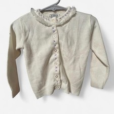 12-18 months vintage antique 60s cream white cardigan w purple details