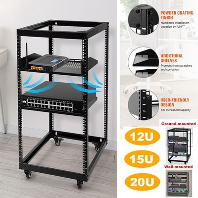 12U 15U 20U Server-Rack Open Frame Netzwerkschrank Serverschrank mit Rollen DHL