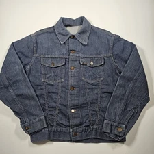 SEARS ROEBUCKS SELVEDGE DENIM JACKET MENS LARGE VINTAGE 70s MADE IN USA BLUE