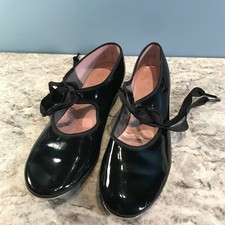 Girl  s Capezio Black Patent Tap Shoes Size 2 M