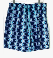VILEBREQUIN Blue Geo Print Moorea Prussia Fish Swim Shorts Trunks XL No Lining 