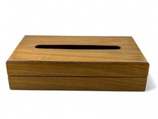 Vintage MCM 1960  s Great American Walnut Wooden Tissue Box