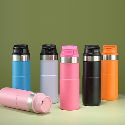 500ml Bpa Free Classic Trigger Action Travel Coffee Mug 16oz Double Wall Cup in