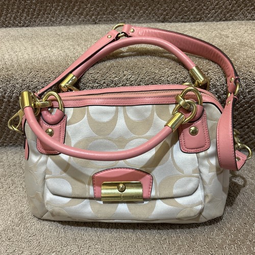 Coach Y2K 00s Signature Pink Shoulder Satchel 2Way St… - Gem