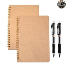 Spiral Notebooks A5 2 Pack 5.55 x 8.25 in 200 Pages Ruled Soft Cover Pen