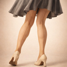 VTG 1940s Thrifties Rayon Seamed Stockings Sz 9 29-30 Cuban Heel Sunlure NIP
