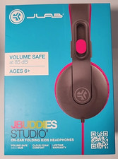JLab JBuddies Studio 2 Kids Wired Headphones Gray Pink 3.5mm 85dB New J Lab