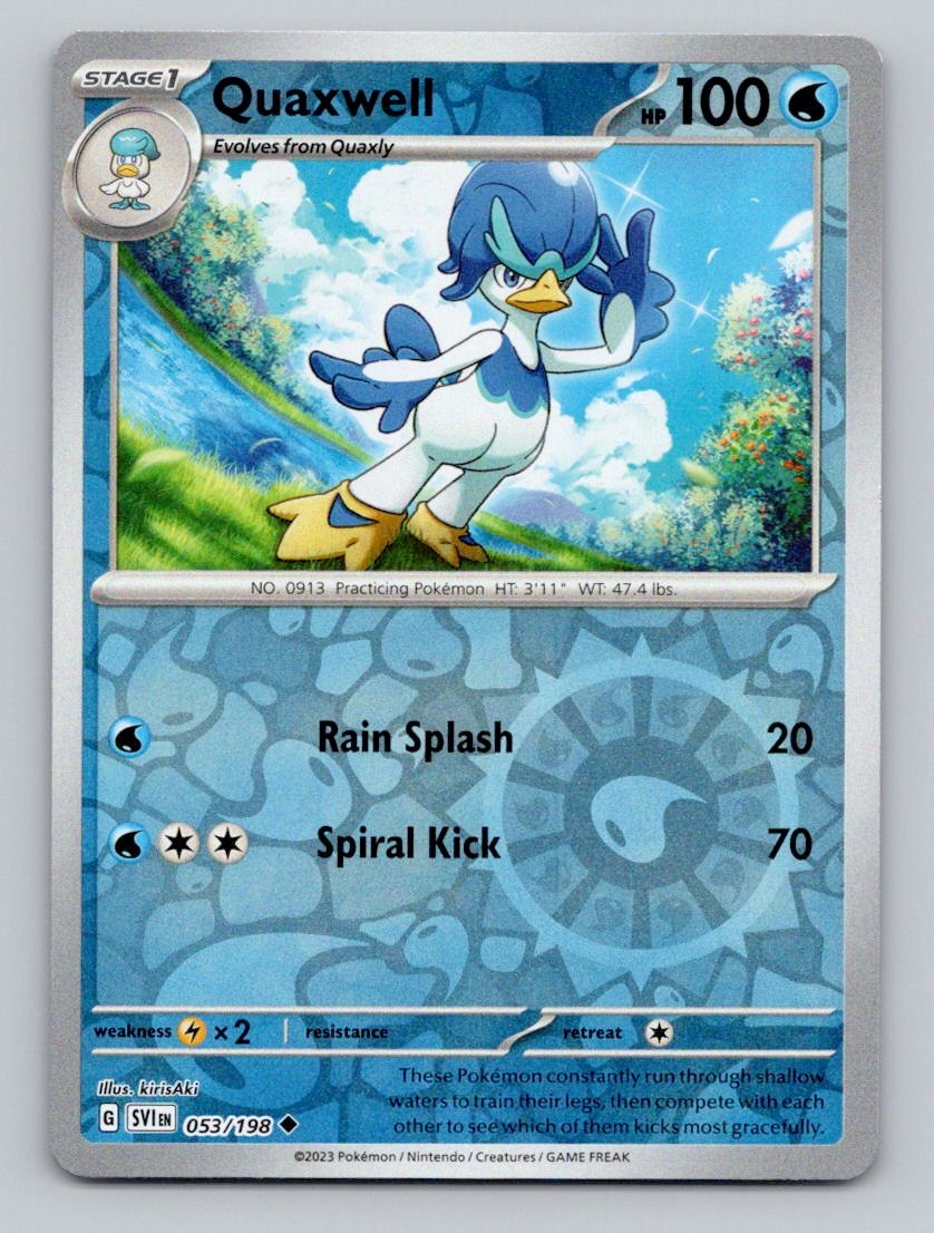 Quaxwell 053/198 Uncommon Scarlet & Violet Pokemon Reverse Holo Near Mint