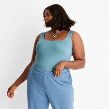 Women's Seamless Tank Bodysuit - A New Day Teal XXL