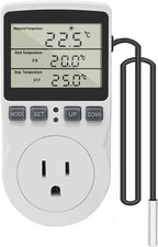 Digital Thermostat Outlet Plug Temperature Controller Heating Cooling with Probe
