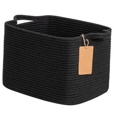 Storage Basket for Shelves, Woven Baskets for Storage, 13"L x 10"W x 9"H Black