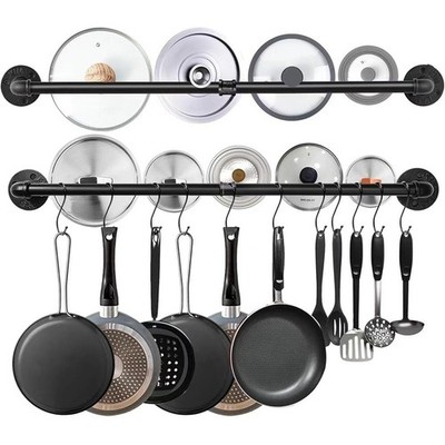 Heavy Duty Pot Rack W/ S Hooks Multi Purpose Wall Mounted Storage Solution New