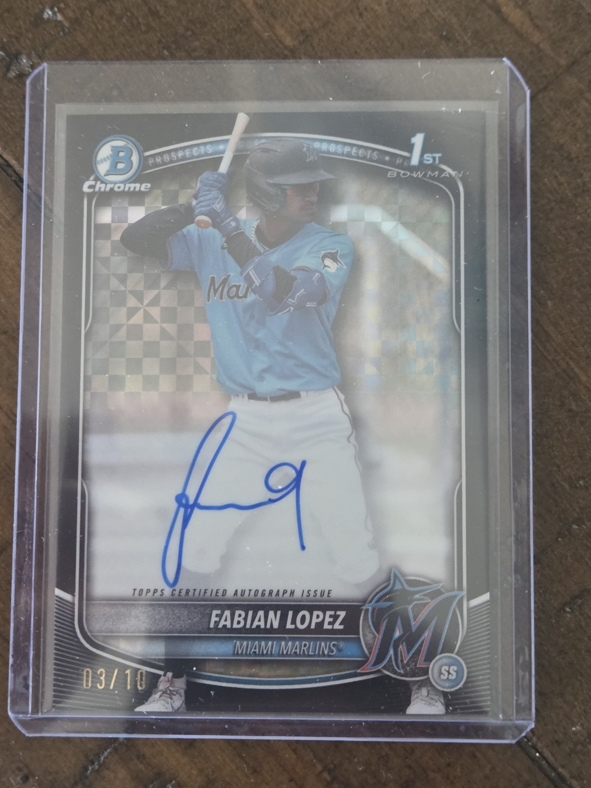 2025 Bowman Chrome Fabian Lopez Black Xfractor Auto /10 CPA-FL Marlins
