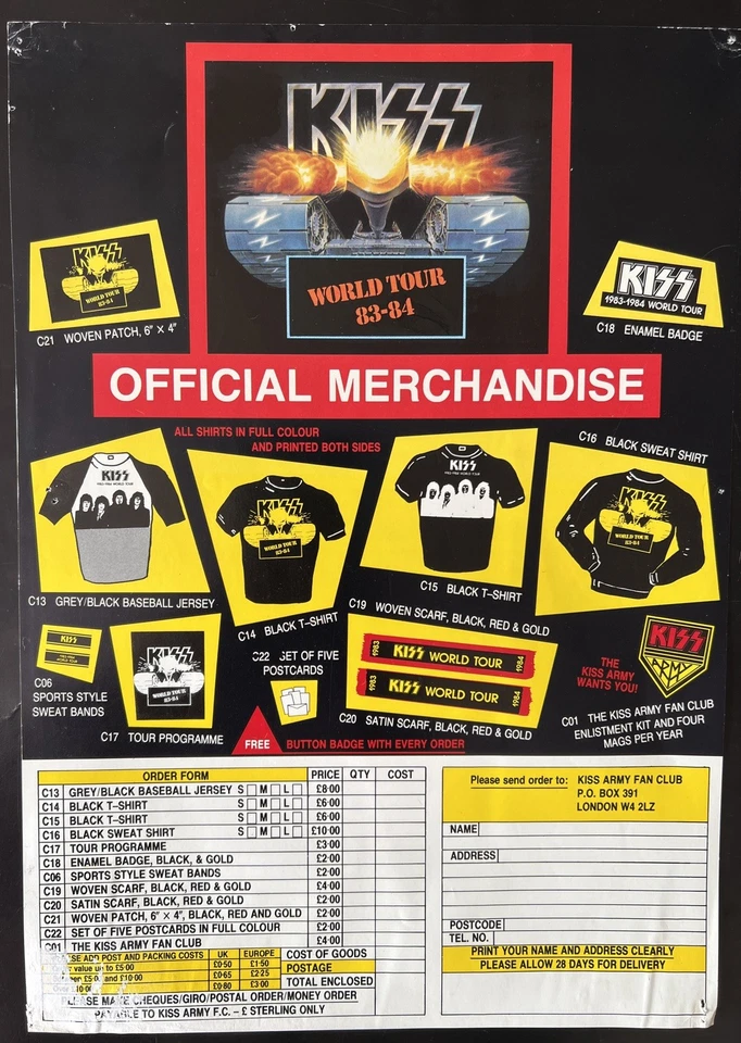 Kiss Lick It Up World Tour 1983/84 Rare UK Tour Book + Merchandise Order Form VG - Image 2 of 4