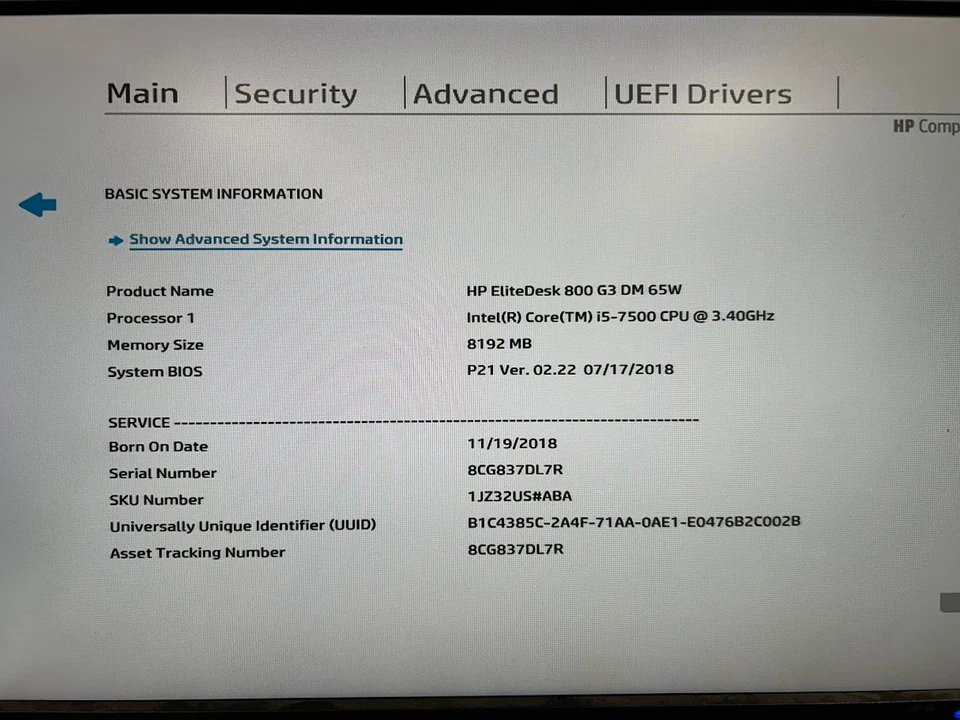 HP EliteDesk 800 G3 DM i5-7500 3.40GHz, 8GB DDR4 RAM, NO SSD/OS/AC #95 - Image 3 of 4