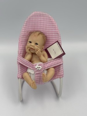 Ashton Drake mini baby  Silly Me . Miniature Doll W/tag and Bouncer, Used.