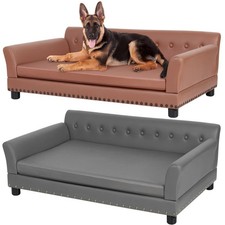 XL Raised Dog Sofa Bed Pet Leather Couch Lounge Luxurious Indoor Furniture Style