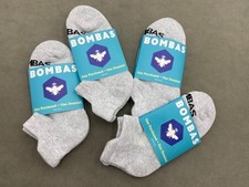 4 Pairs Bombas Solid Honeycomb Women Gray Cushion Ankle Socks Classi Size M