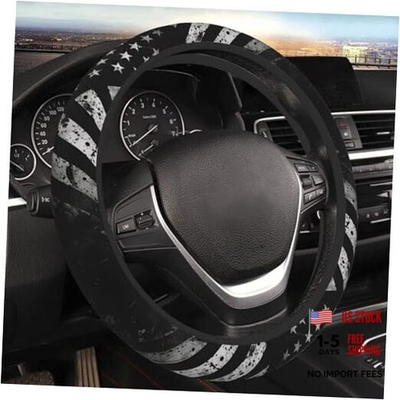 #ad Steering Wheel Cover US Flags Pattern Car Accessories Easy Black American Flag $24.53