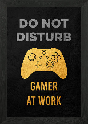 Gamer at Work Schild gerahmt Wandbild Poster Leinwanddruck Bild