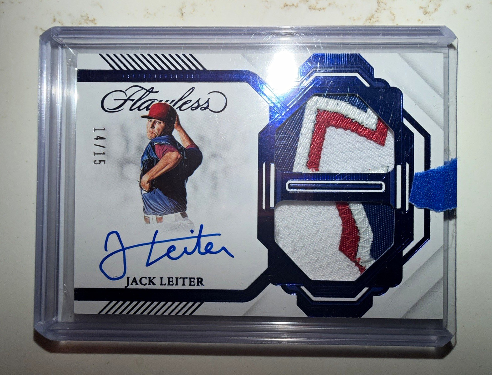 Panini 2023 Flawless Jack Leiter Dual Memorabilia Autographs DMA-JL RC Auto /15