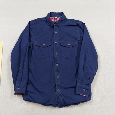Lands' End Jacket Mens Small Blue Canvas Flannel Lined Button Front Outdoor
