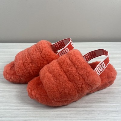 UGG Slippers Strap Sandals Fluff Yeah Slide Size 7 Samba Wedge 1095119 F20021A