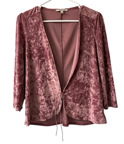 Cardigan Velours Rose Express One Eleven - Manches Longues à Nouer - Taille S - Occasion Très Bon état