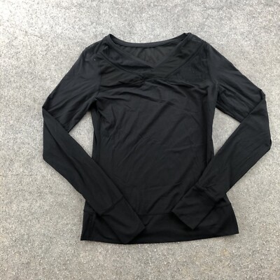 Lululemon Top Womens 6 Black Solid Long Sleeve Running Workout