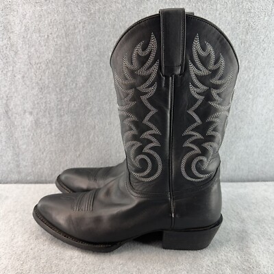 Brothers Sons Black Leather Cowboy Western Boots Men s Size 10.5 D Xero Gravity
