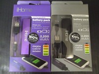 (2) Ihome Power - Rechargeable Battery Pack - Purple/black - Ih-ct213u - El 2756 (2) Ihome Power - Rechargeable Battery Pack - Purple/black - Ih-ct213u - El 2756