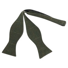 Luxury Forest Green Herringbone Tweed Self-Tie Bow tie