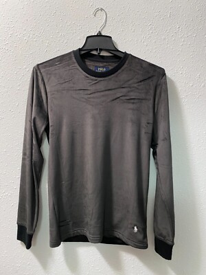 Polo Ralph Lauren Shirt Long Sleeve BLACK Velour Crew Neck Sleep 