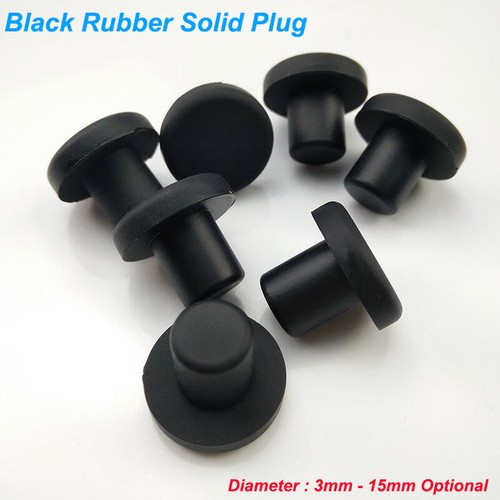 Black Rubber Plug Solid Silicone Sealing Stopper 3-15mm Diameter Dust-Proof Caps - Afbeelding 1 van 8