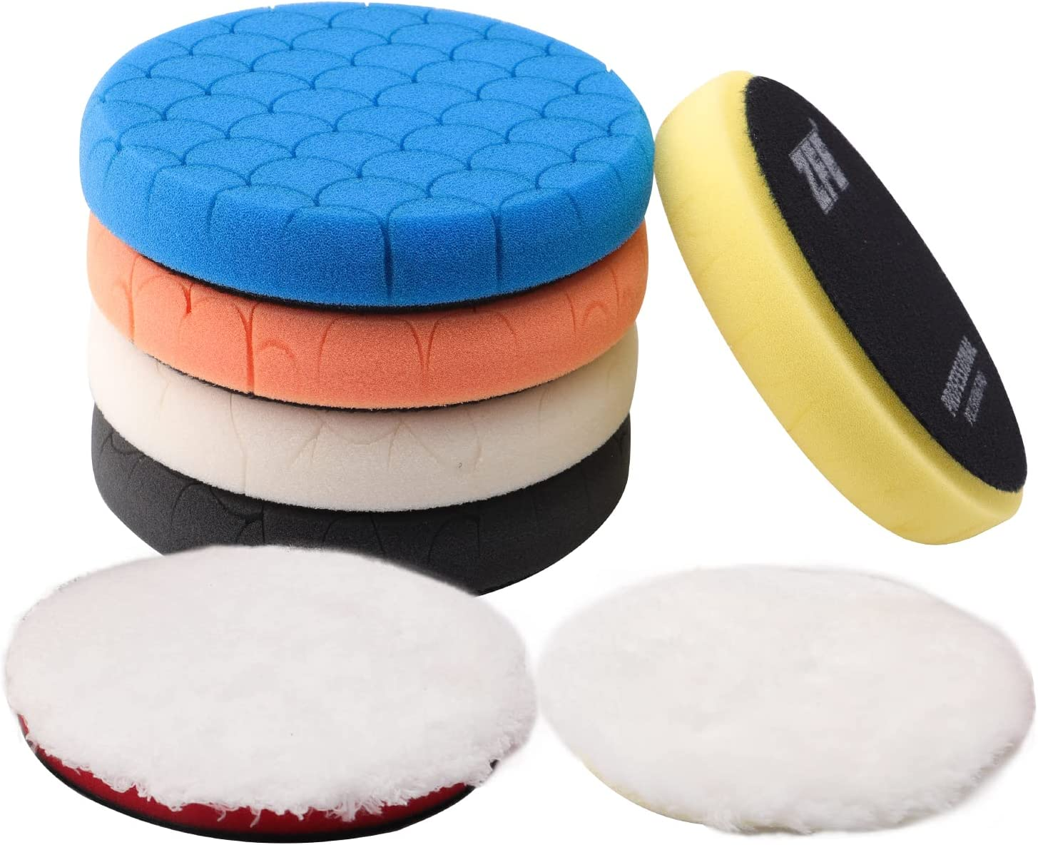 Buffing Polishing Pads, 7Pc 5.5 Inch Face for 5Inch 125Mm Backing Plate Compound