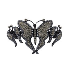 4" Butterfly Hair Barrette Clasp Clip Austrian Rhinestone Black Oversize Jewelry