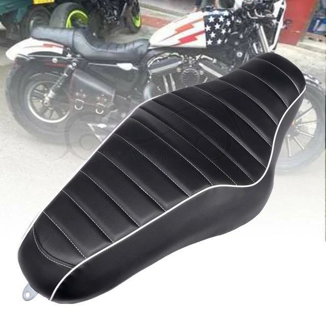 Cojín trasero para banco de asiento de viaje sofá de dos plazas conductor + pasajero de motocicleta para Harley Foto 3 de 4