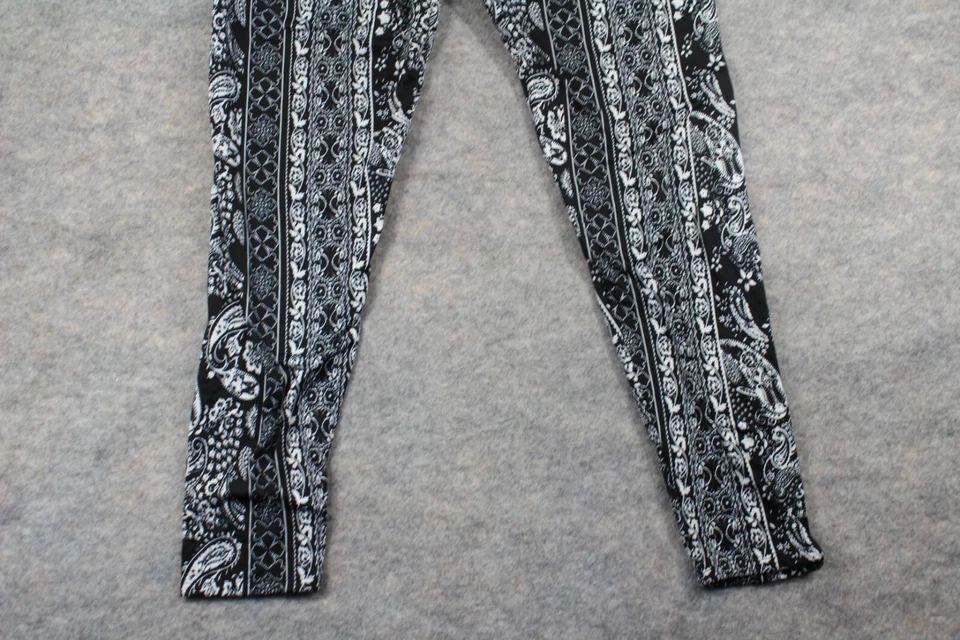 Pantalones Lildy Talla Grande/Extra Grande Polar Leggings Negro Blanco Paisley Pull On Foto 3 de 4