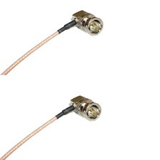 BNC Male Angle to BNC Male Angle 75  crimp RG179 cable jumper pigtail 2-240in US